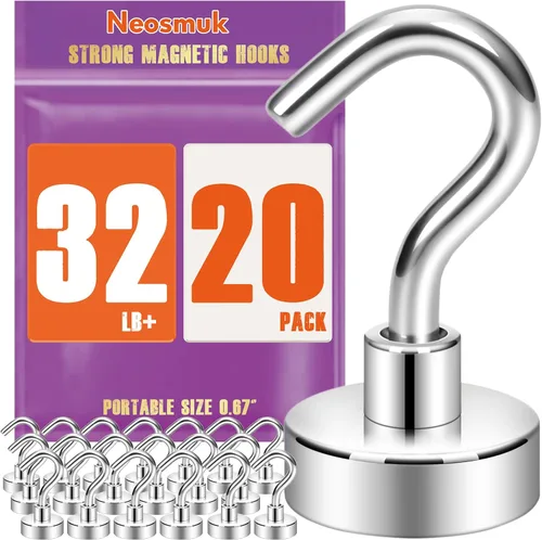 Miniatura 19 de Neosmuk Ganchos magnéticos, esenciales para cruceros, más de 32 libras, ganchos magnéticos resistentes para cabinas de cruceros, refrigerador
