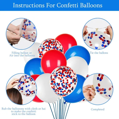 Miniatura 6 de Decoraciones de cumpleaños azules, blancas y rojas, kit de suministros de fiesta patriótica para hombres, mujeres y niños, pancarta de feliz