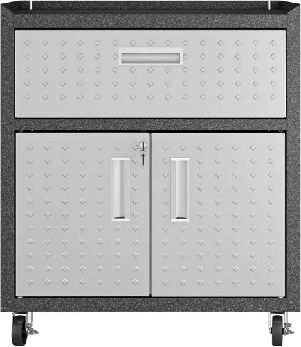 Miniatura 8 de Manhattan Comfort Fortress - Armario móvil de metal texturizado de 31.5 pulgadas con 1 cajón de extensión completa y 2 estantes ajustables