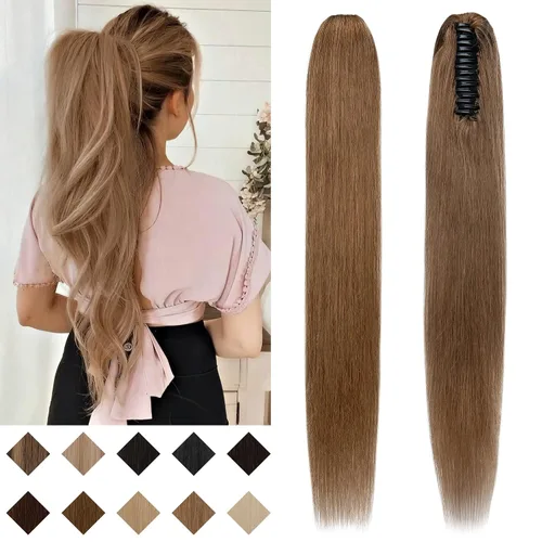 Miniatura 28 de SEGO Pinza de Gancho Extensión de Cola de Caballo Extensiones de Cabello Humano con Pinza para Cola de Caballo Extensiones de Cabello Real de Cola