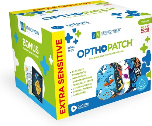 Opthopatch Parches oculares para bebés – Adhesivo extra sensible – Diseño para niños [Serie II] – 70 unidades + 2 gráficos de recompensa