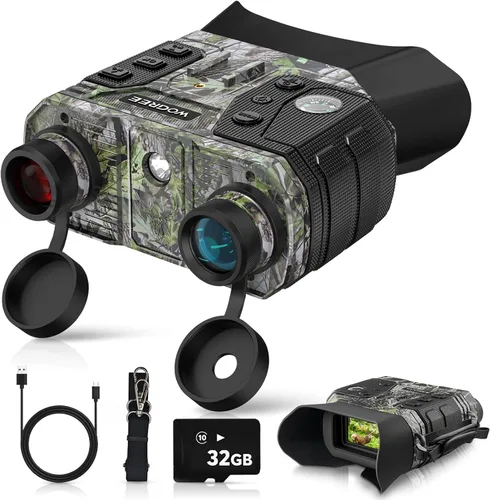 Gafas de visión nocturna, prismáticos de visión nocturna 4K para adultos, 36 MP, rango de 1300 pies, zoom digital 8X, linterna y brújula, batería de