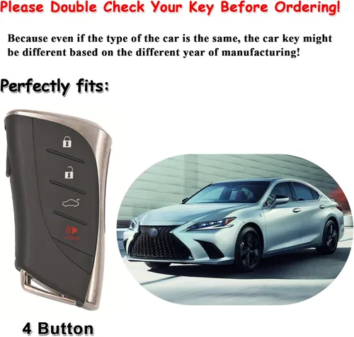 Miniatura 2 de Funda de llavero de cuero para llaves de auto Lexus 2021-2025 ES RX 350 Compatible con la nueva carcasa de llave Lexus LS NX Negra