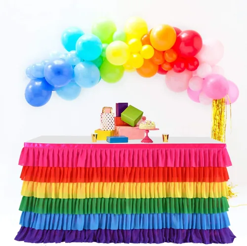 Miniatura 23 de Falda de mesa azul tutú mantel para fiesta bajo el mar decoraciones de Frozen revelación de género cumpleaños elefante baby shower 1.8m (6 pies)