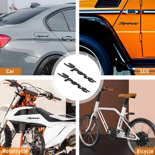 Miniatura 6 de Ziciner 2 piezas calcomanías deportivas de metal para automóvil, logotipo deportivo 3D elevado letras de parrilla del capó delantero calcomanías