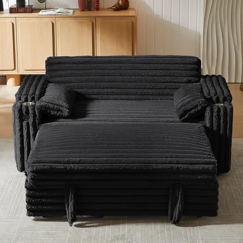 Miniatura 15 de hansones Sofá cama extraíble multifuncional de 66 pulgadas con mesa auxiliar oculta, reposabrazos de almacenamiento, puerto de carga integrado