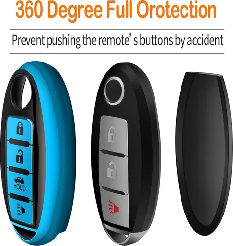 Miniatura 4 de Compatible con Nissan Funda para Llavero con Llavero de Cuero, Funda de Carcasa de Llave de TPU Suave Compatible con Llave Remota Inteligente