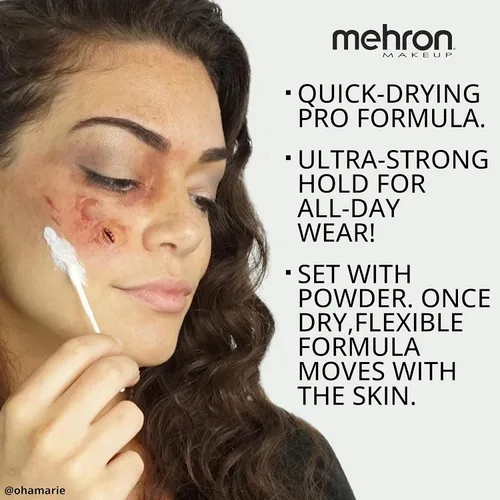 Miniatura 4 de Mehron - Látex líquido para maquillaje Maquillaje SFX Halloween Pegamento de látex para la piel Pegamento para prótesis 9 fl oz (266 ml)