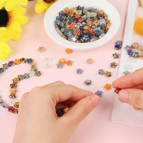 Miniatura 5 de 200 cuentas de estrella de cristal para hacer joyas, pulseras de estrella de cristal de EVERMARKET a granel, cuentas sueltas de estrella