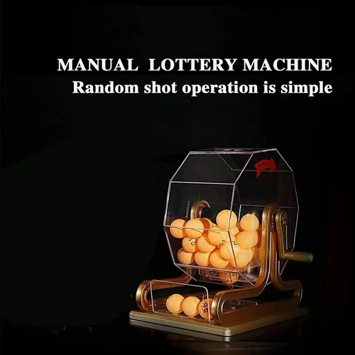 Miniatura 7 de Máquina manual de lotería, juego de bingo, incluye jaula de bingo acrílica y bola de 50 piezas para lugares de entretenimiento, centros comerciales