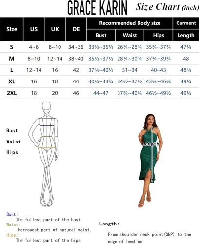 Miniatura 6 de GRACE KARIN Vestido de lentejuelas halter para mujer, sin mangas, con volantes, vestido de fiesta de cóctel, bodycon con abertura, vestido de sirena