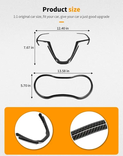 Miniatura 4 de Hoolcar Cubierta para volante de consola central, decoración de panel de salpicadero para Jeep Grand Cherokee 2014-2020, fibra de carbono
