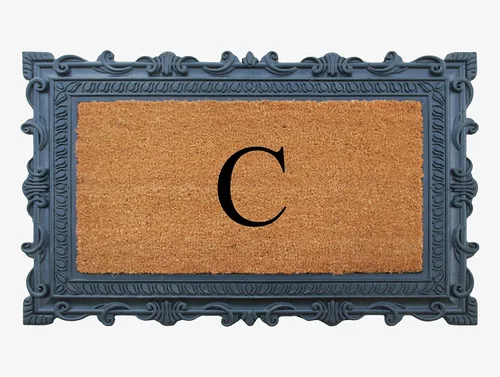 Miniatura 10 de A1HC - Felpudo con monograma de goma natural y fibra de coco de 24 x 36 pulgadas para puerta delantera, antidesprendimiento, duradero, para entrada