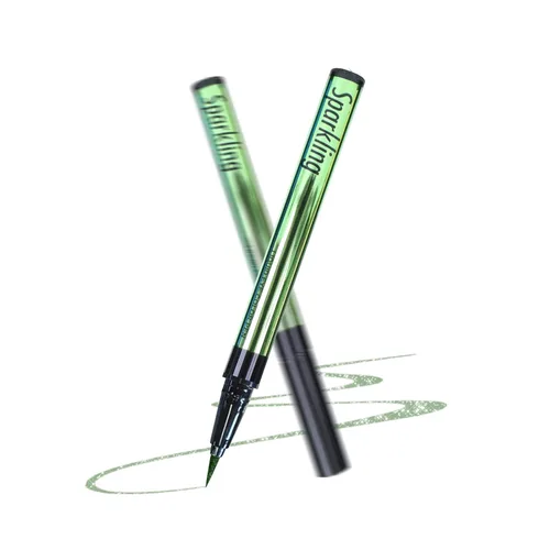 Music Flower Delineador de ojos, delineador líquido impermeable con punta de precisión, delineadores de ojos metálicos de color brillante, Verde