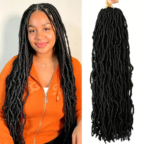Miniatura 23 de 6 Paquetes Soft Locs Cabello de Ganchillo Pre Looped Faux Locs Trenzas de Ganchillo Goddess Locs Dreadlocs Cabello Sintético Para Mujeres Negras 1b