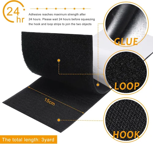 Miniatura 2 de Waydress Cinta adhesiva de nailon de doble cara de 6 pulgadas de ancho para sofá, cojines, alfombras, tela de costura, proyectos de bricolaje