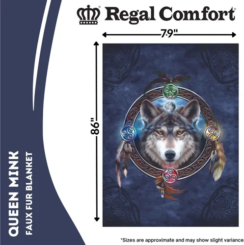 Miniatura 5 de Regal Comfort Manta de tamaño Queen – Guía de lobo celta – Manta de piel sintética de peso medio de 86 x 79 pulgadas para cama, sofá, decoración