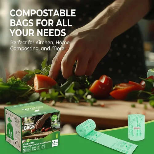 Miniatura 7 de Bolsas de compost de 1.2 galones, 4.5 litros, 0.8 mil, 80 unidades de bolsas de basura compostables, bolsas pequeñas para restos de comida