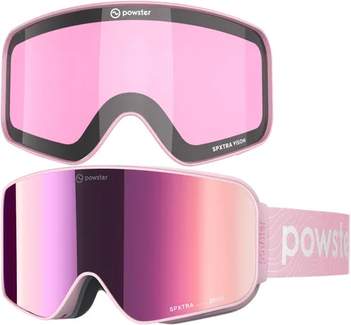 Miniatura 9 de Powster - Gafas de esquí OTG, gafas de snowboard magnéticas, lente intercambiable sin marco, protección UV, antiniebla, para patinaje móvil