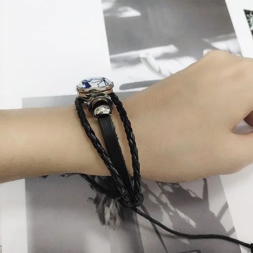 Miniatura 4 de Jack and Sally Pesadilla Antes de Navidad - Pulsera de cuero ajustable tejida a mano con cuentas trenzadas inspiradas a juego para parejas, promesa