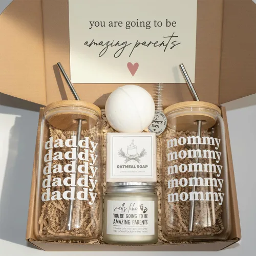 Regalos para padres recién nacidos para parejas, regalos para mamá y papá, cesta de regalo de embarazo para futuros padres, juego de regalo de baby