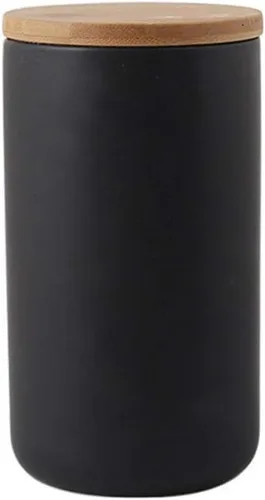 MilkyWay Tarro de Almacenamiento de Alimentos Recipientes de Almacenamiento de Cerámica Fuerte con Sello Hermético Tapa de Bambú Diseño Moderno