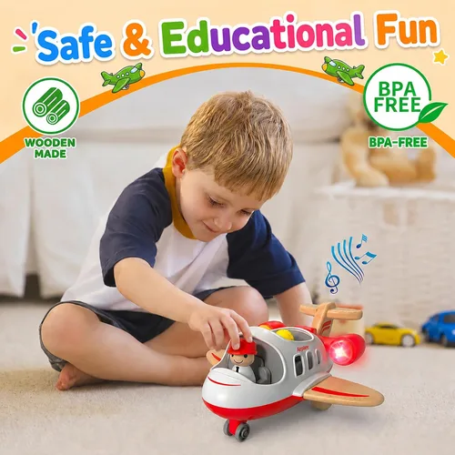 Miniatura 2 de Wanborns Juguetes de avión para niños pequeños de 1 a 3 años, juguetes de aviones con sonido y luz, mini juguetes de avión para introducir