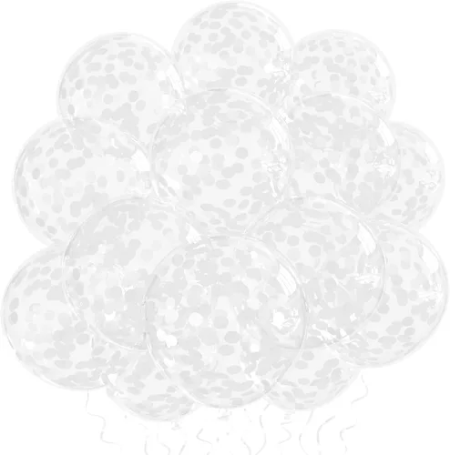 Miniatura 5 de 25 globos de confeti amarillo, globos de látex transparente de 12 pulgadas de grosor con confeti en el interior para fiesta de cumpleaños, baby
