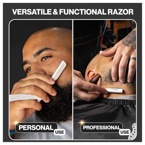 Miniatura 6 de Kit de navaja de afeitar recta profesional GRAVITY RAZORS – Ultra Exposición, incluye 10 cuchillas premium, 2 mm expuestas, blanco