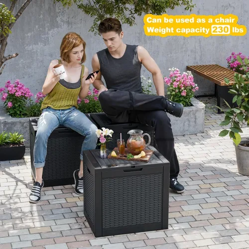Miniatura 5 de ROJIK - Caja de almacenamiento para exteriores, impermeable, para patio y piscina, herramientas de jardín y cojines, banco con tapa con cerradura