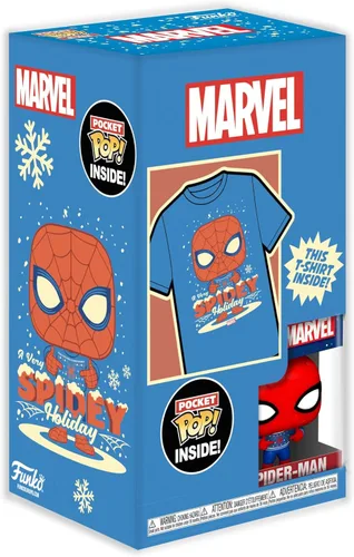 Miniatura 2 de Funko Pocket Pop! & Tee Marvel-Holiday Spiderman - Spider-Man - S - (S) - Marvel Comics - Camiseta - Ropa con minifigura de vinilo coleccionable