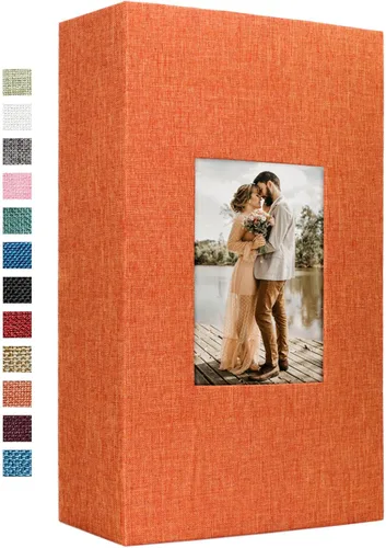 Miniatura 33 de Vienrose - Álbum de fotos de lino con 300 bolsillos de 4 x 6 pulgadas, cubierta de tela, para bodas, familias, aniversarios y bebés Azul cielo