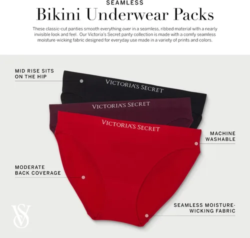 Miniatura 4 de Victoria's Secret Paquete de bragas de bikini sin costuras, ropa interior para mujer (XS-XXL)