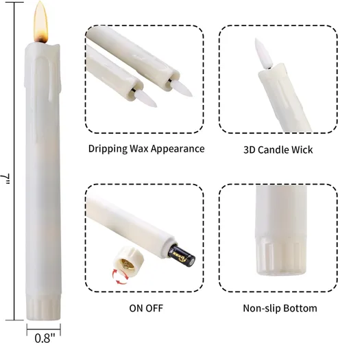 Miniatura 3 de YBU Velas cónicas sin llama con control remoto de 7 pulgadas, velas LED con temporizador de luz parpadeante, atenuador, velas de ventana a