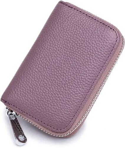 Miniatura 2 de EASTNIGHTS Cartera de cuero genuino para tarjetas de crédito RFID con cremallera
