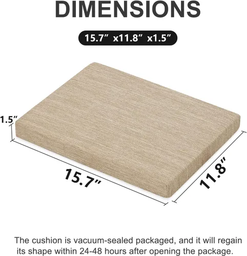 Miniatura 3 de baibu Cojines rectangulares de espuma viscoelástica, de doble capa, antideslizantes para sillas de comedor, cojines para taburete de banco de cocina