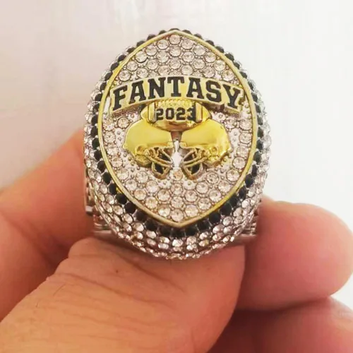 Miniatura 2 de Anillo del campeonato de fútbol de fantasía 2023 Anillo pesado de campeón FFL Trofeo de premio chapado en oro y plata para ganador de la Liga
