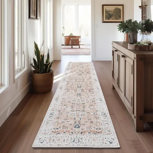 Miniatura 11 de jinchan Alfombra de entrada de 2 x 3 pulgadas, lavable, diseño floral vintage, tapete pequeño para interiores, bohemio, ligero, delgado