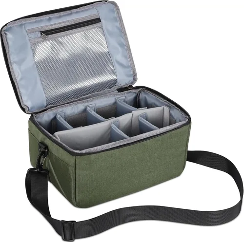 Miniatura 11 de Koolertron - Bolso universal para cámara DSLR, con particiones acolchadas forradas para lentes, funda protectora impermeable, para Canon/Nikon/Sony
