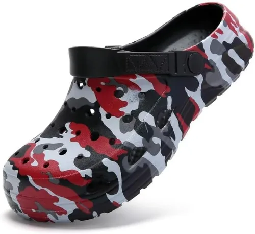 Miniatura 2 de Zuecos de camuflaje negro para niños y niñas, zapatos de playa para niños, diseño clásico de teñido anudado marmoleado
