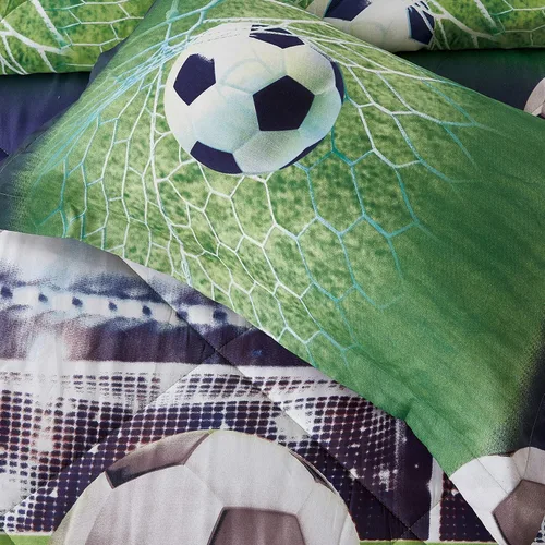 Miniatura 4 de ENJOHOS Juego de edredón individual para niños, juegos de ropa de cama de 2 piezas tamaño individual con diseño de fútbol, edredón ligero