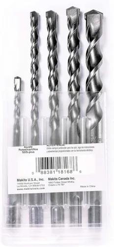 Miniatura 9 de Makita SDS-Plus - Juego de brocas para martillos rotativos SDS+, 5 piezas, perforación agresiva para hormigón y mampostería, brocas con punta