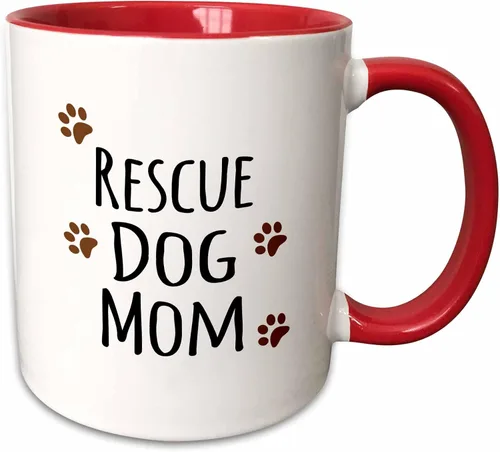 Miniatura 10 de 3dRose Rescue Dog Mom - Taza de 11 onzas, color negro