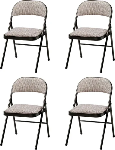 Miniatura 12 de MECO Paquete de 4 sillas plegables acolchadas portátiles, silla plegable de tela metálica ligera y acolchada, comodidad repentina, color negro