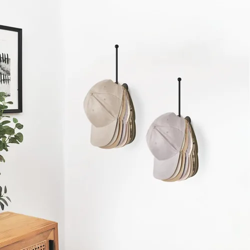 Miniatura 3 de Dahey 2 organizadores de sombreros modernos de metal para gorras de béisbol, soporte de pared, 7.9 pulgadas, ahorro de espacio, gancho