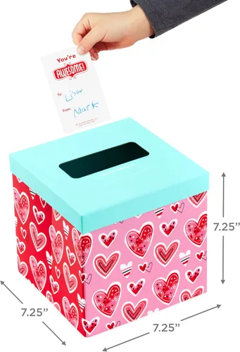 Miniatura 2 de Hallmark Tarjetas del día de San Valentín y buzón para intercambio de aula escolar, corazones de garabatos