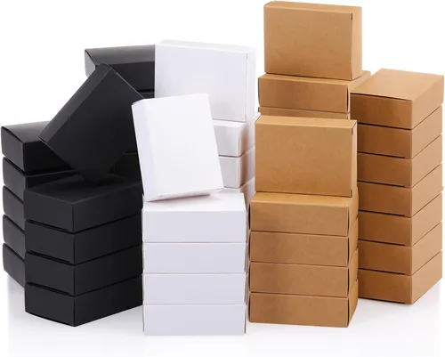 Miniatura 11 de Gersoniel 50 cajas de jabón de papel kraft para hacer jabón casero, suministros para recuerdos de fiesta, sin ventana, embalaje de envoltura de Negro