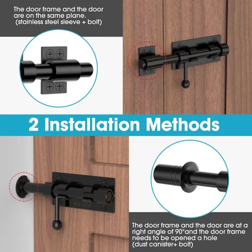 Miniatura 4 de Cierre de puerta de perno deslizante, hardware de pestillo de perno de barril, cerradura de 16 cm de acero inoxidable 304 resistente y sólida