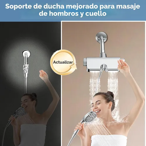 Miniatura 3 de MakeFit - Cabezal con filtro para ducha y cabezal de mano extraíble, sistema dual spa 2 en 1 con cabezal masajeador de alta presión, 10 modos, modo