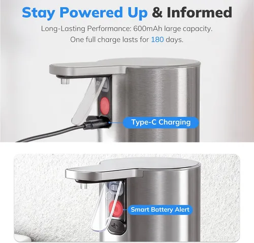 Miniatura 5 de Umimile Dispensador eléctrico de jabón para platos para cocina y baño, dispensador de jabón líquido de manos de 2 modos, 11.8 onzas recargable